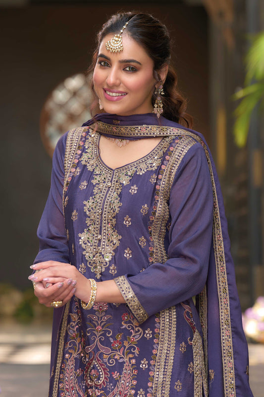 Purple Embroidered Chinon Readymade Salwar Suit-SS645_2_SareeButa.com