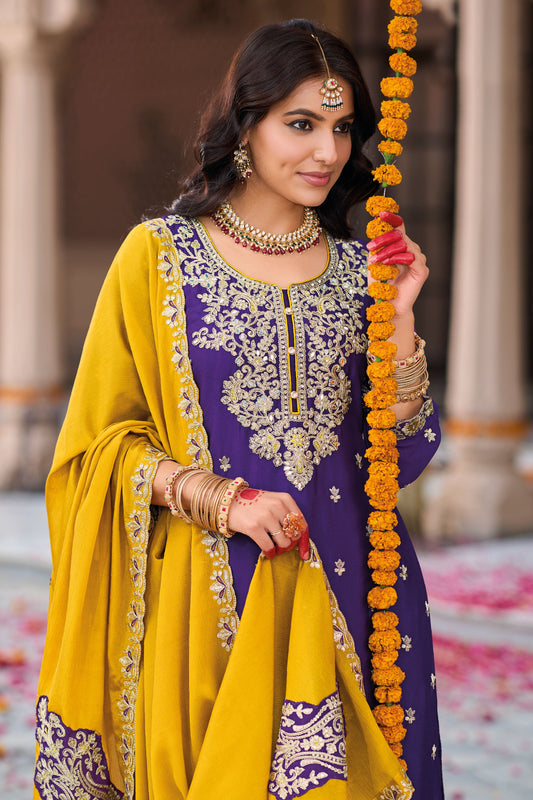 Purple Heavy Work Chinon Readymade Suit-SS146_2_SareeButa.com