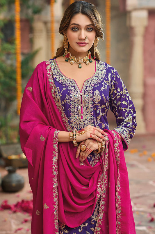 Purple Heavy Work Chinon Readymade Suit-SS208_2_SareeButa.com