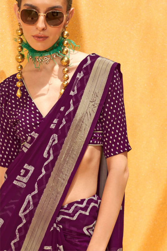 Purple Printed Georgette Saree-ZB133172_2_SareeButa.com