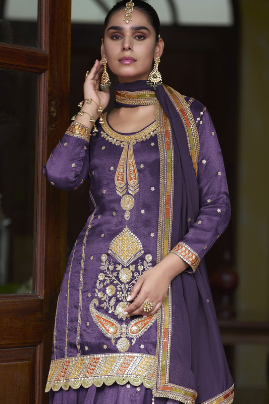 Purple Readymade Simar Silk Palazzo Suit-SS877_2_SareeButa.com