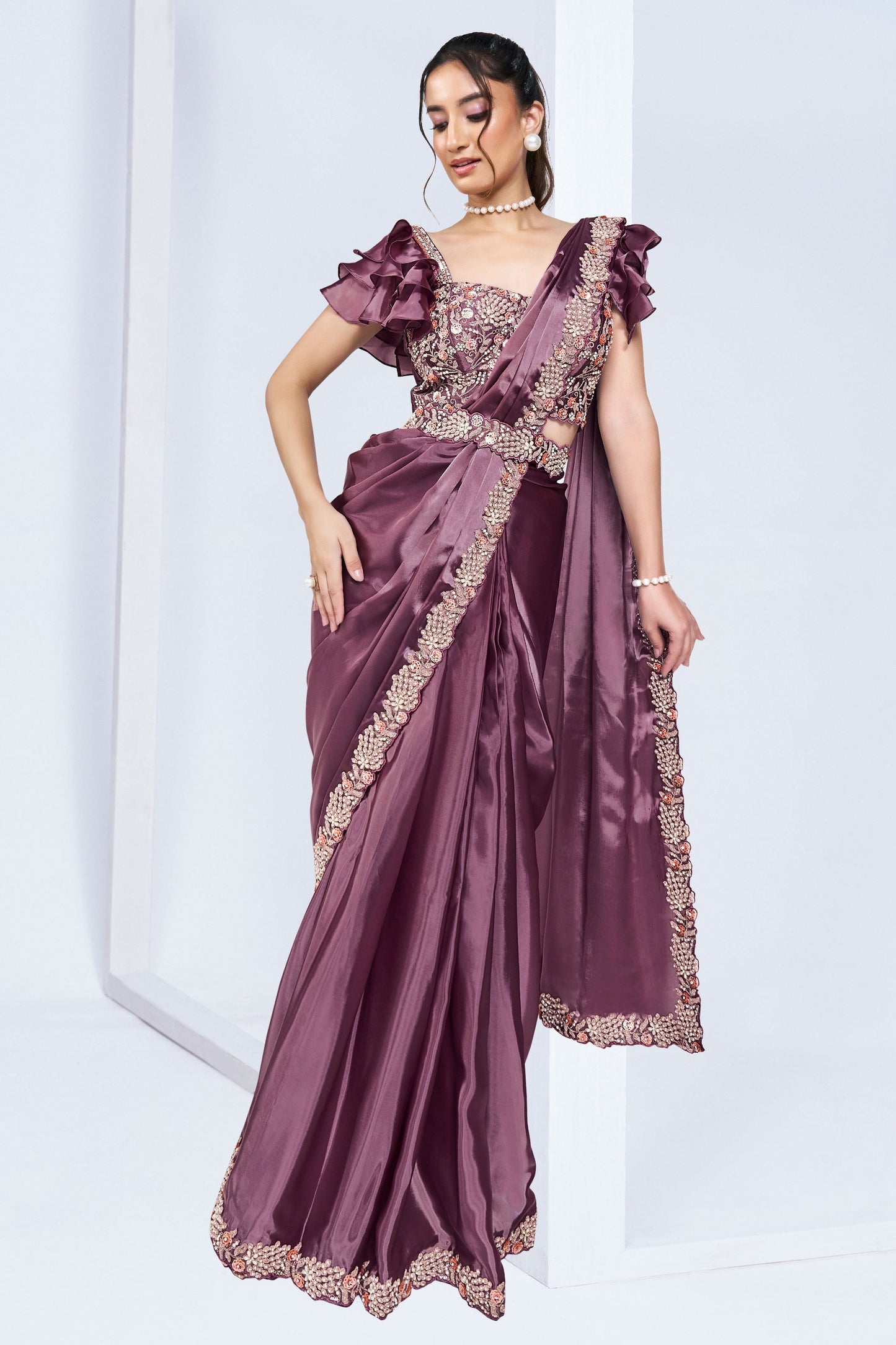 Purple Satin Silk Readymade Saree-ZB133211_4_SareeButa.com