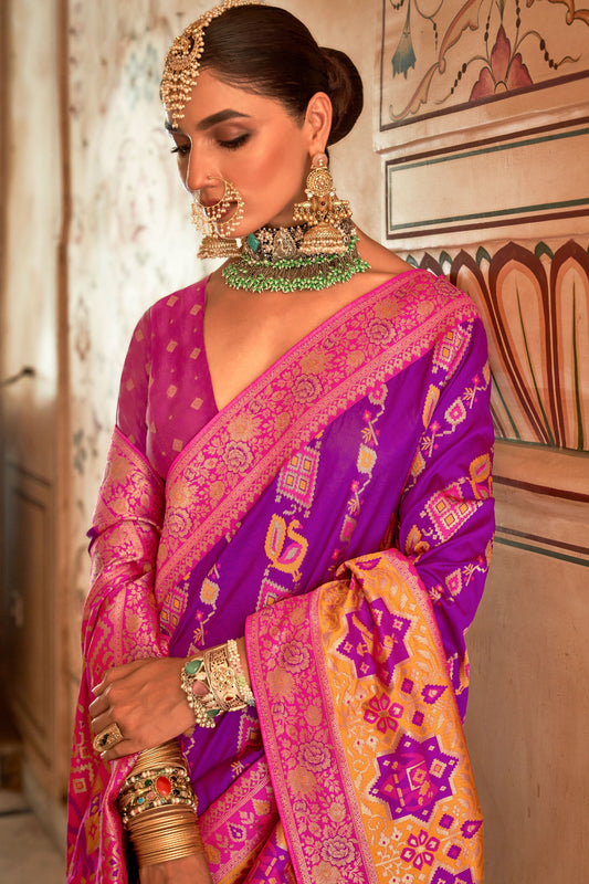 Purple Banarasi Silk Saree-ZB133187_2_SareeButa.com