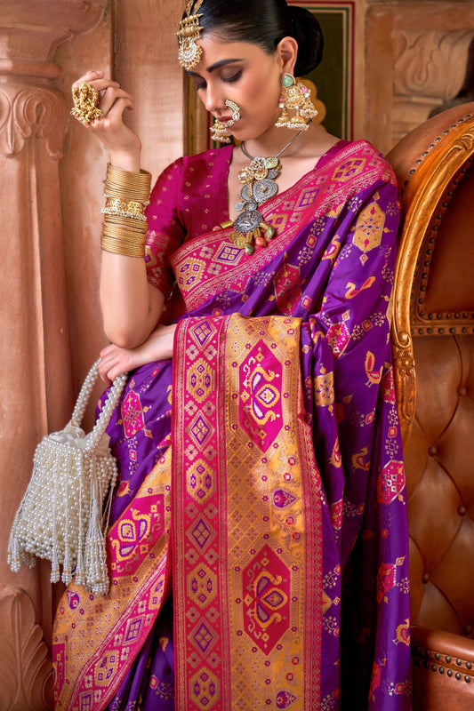Purple Banarasi Silk Saree-ZB133189_2_SareeButa.com