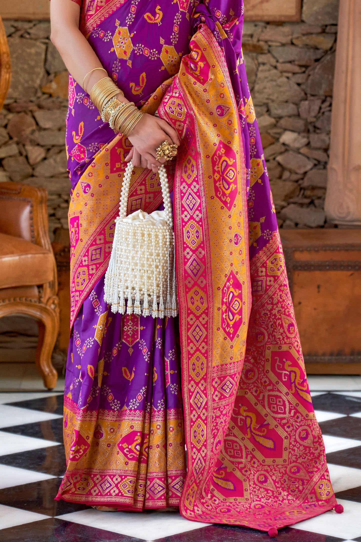 Purple Banarasi Silk Saree-ZB133189_3_SareeButa.com