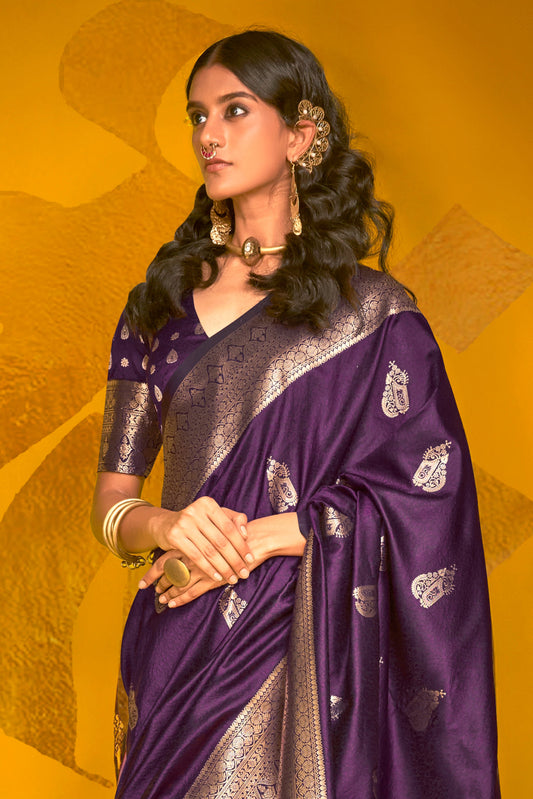 Purple 2-Tone Zari Weaving Silk Saree-ZB134059_2_SareeButa.com