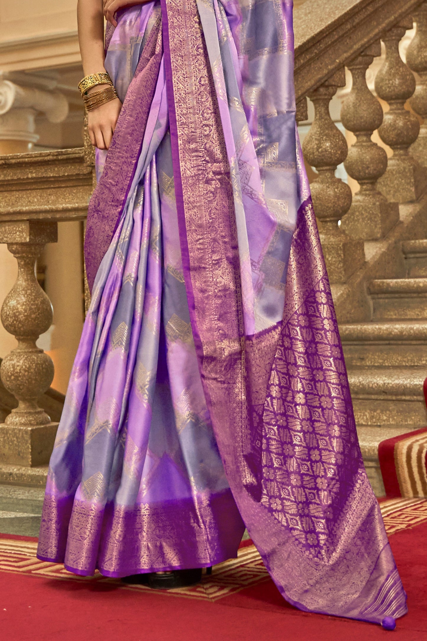 Purple And Grey Printed Satin Silk Saree-SAR10186_4_SareeButa.com