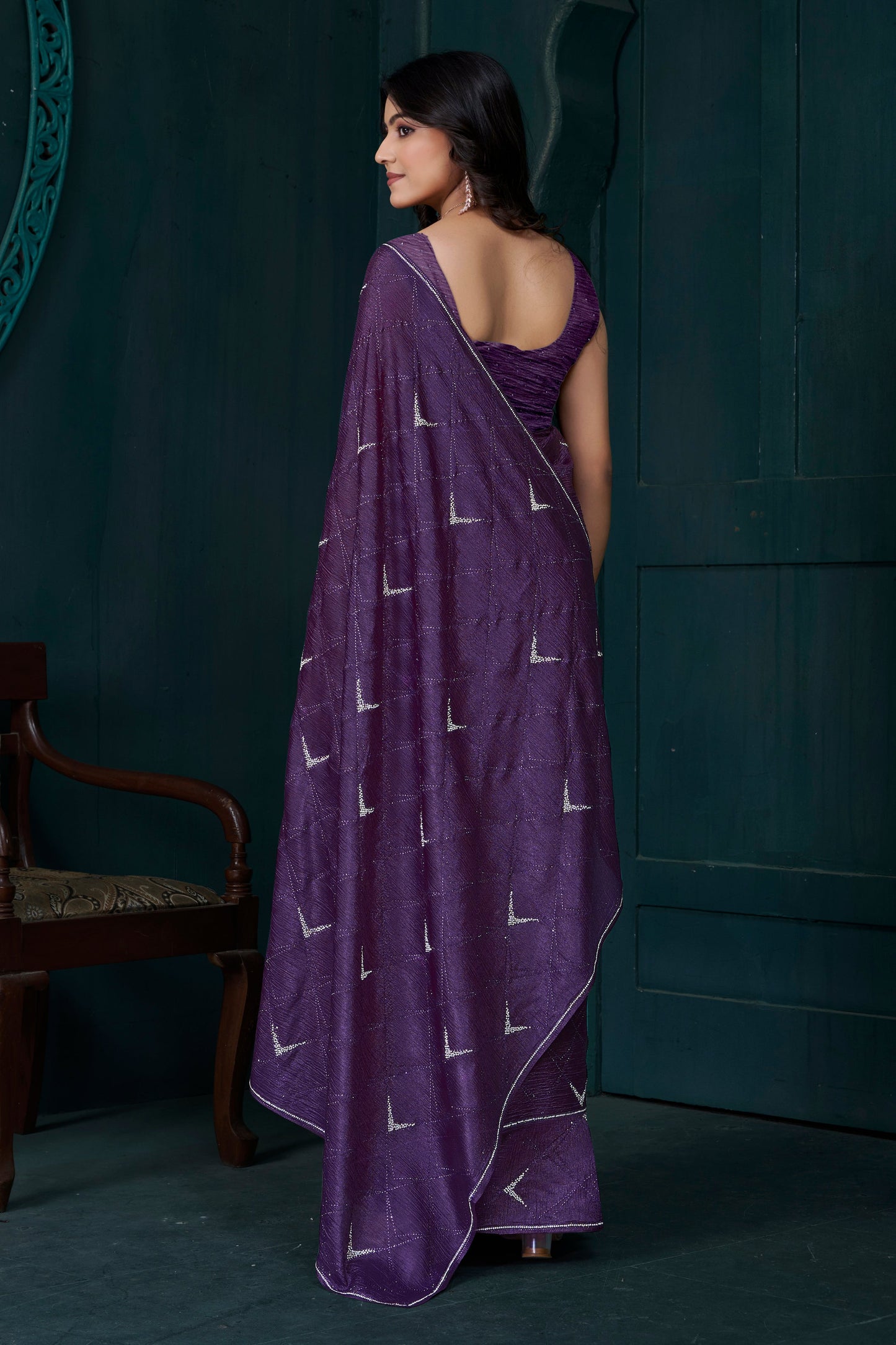 Purple Crepe Silk Stone Work Saree-ZB134470_4_SareeButa.com