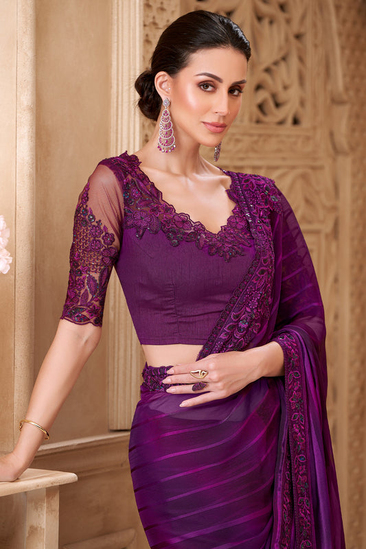 Purple Embroidered Georgette Saree-SAR10583_2_SareeButa.com