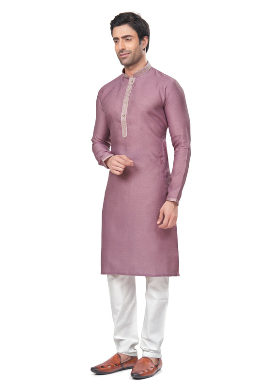 Purple Embroidered Jacquard Kurta Pajama-MW5_2_SareeButa.com