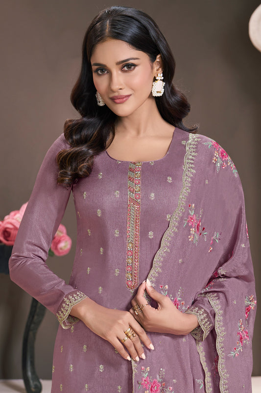 Purple Embroidered Munga Silk Suit-SAR11744_2_SareeButa.com