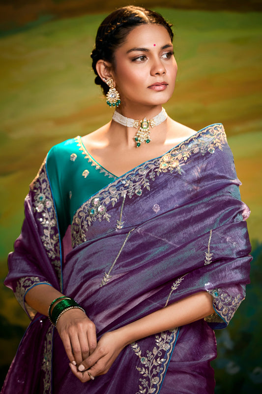 Purple Embroidered Organza Saree-ZB134600_2_SareeButa.com