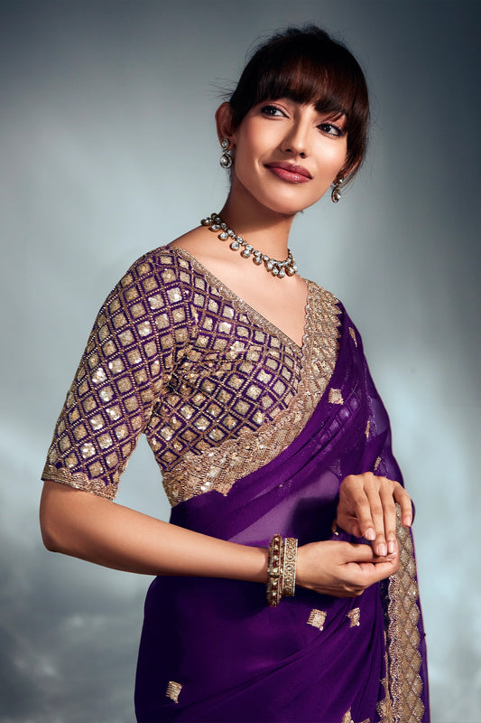 Purple Embroidered Organza Silk Saree-SAR10213_2_SareeButa.com