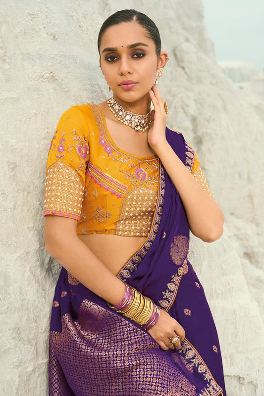 Purple Embroidered Organza Viscose Satin Saree-SAR10819_2_SareeButa.com
