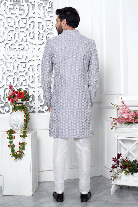 Purple Embroidered Silk Kurta Pajama-SAR11431_2_SareeButa.com