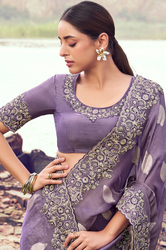 Purple Embroidered Woven Tissue Silk Saree-SAR11006_2_SareeButa.com