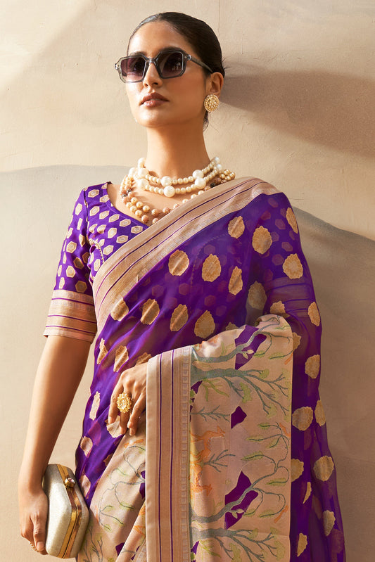 Purple Georgette Paithani Saree-ZB133751_2_SareeButa.com