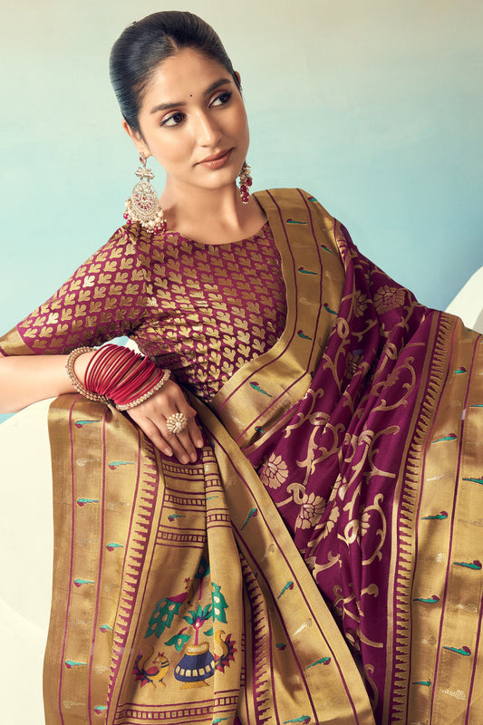 Purple Georgette Paithani Saree-ZB134511_2_SareeButa.com