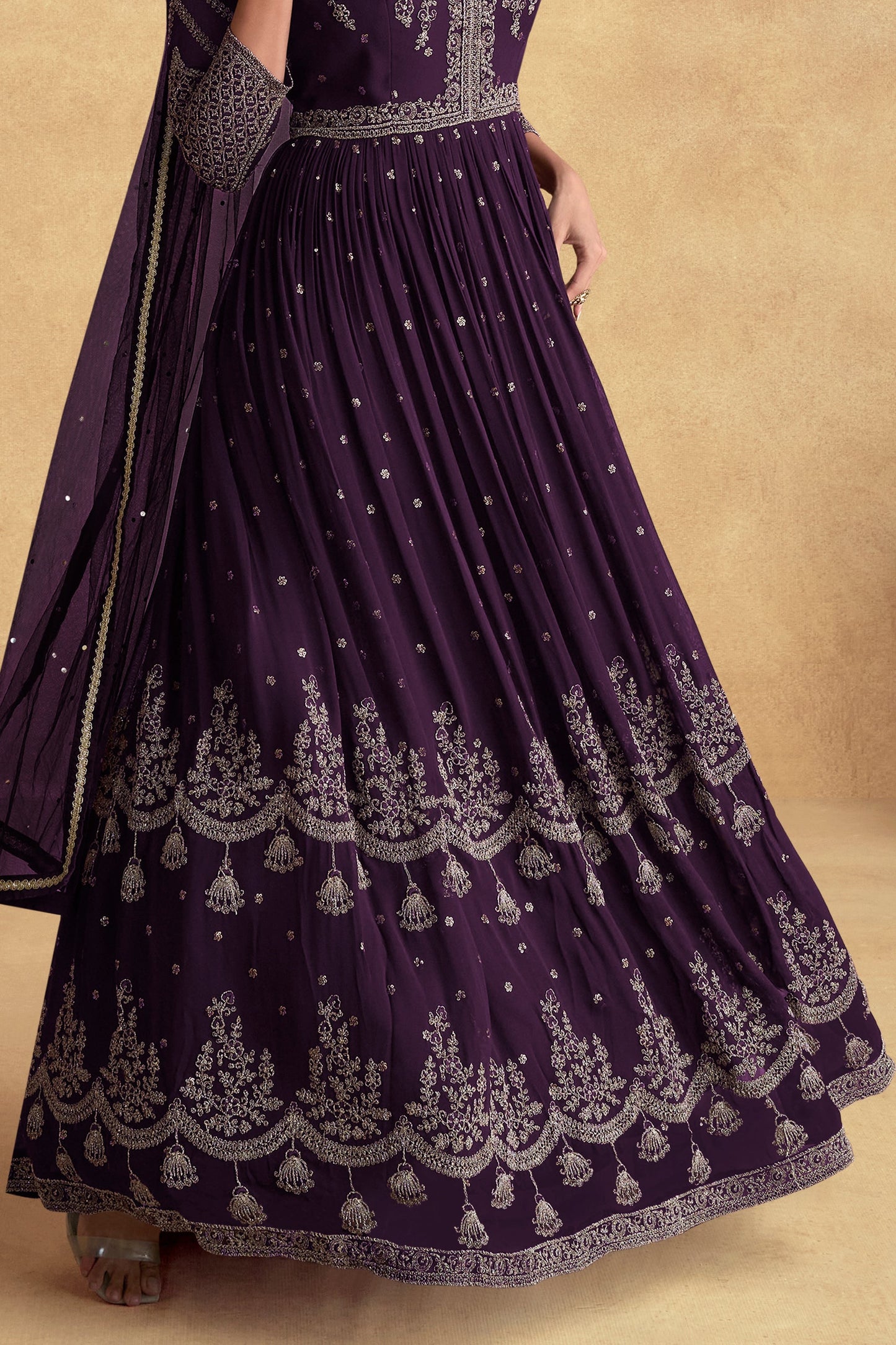 Purple Heavy Work Goergette Gown with Dupatta-SS459_3_SareeButa.com