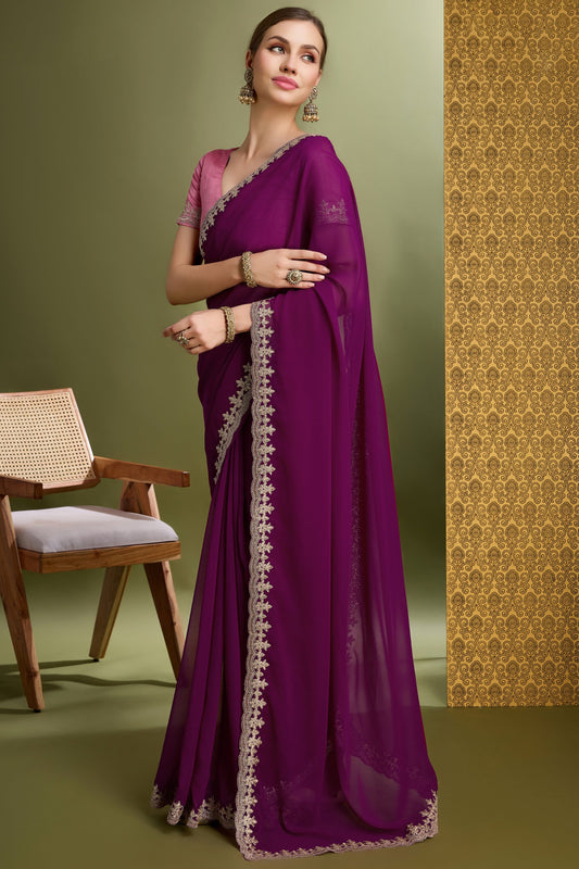 Purple Lace Work Georgette Saree-ZB133901_2_SareeButa.com