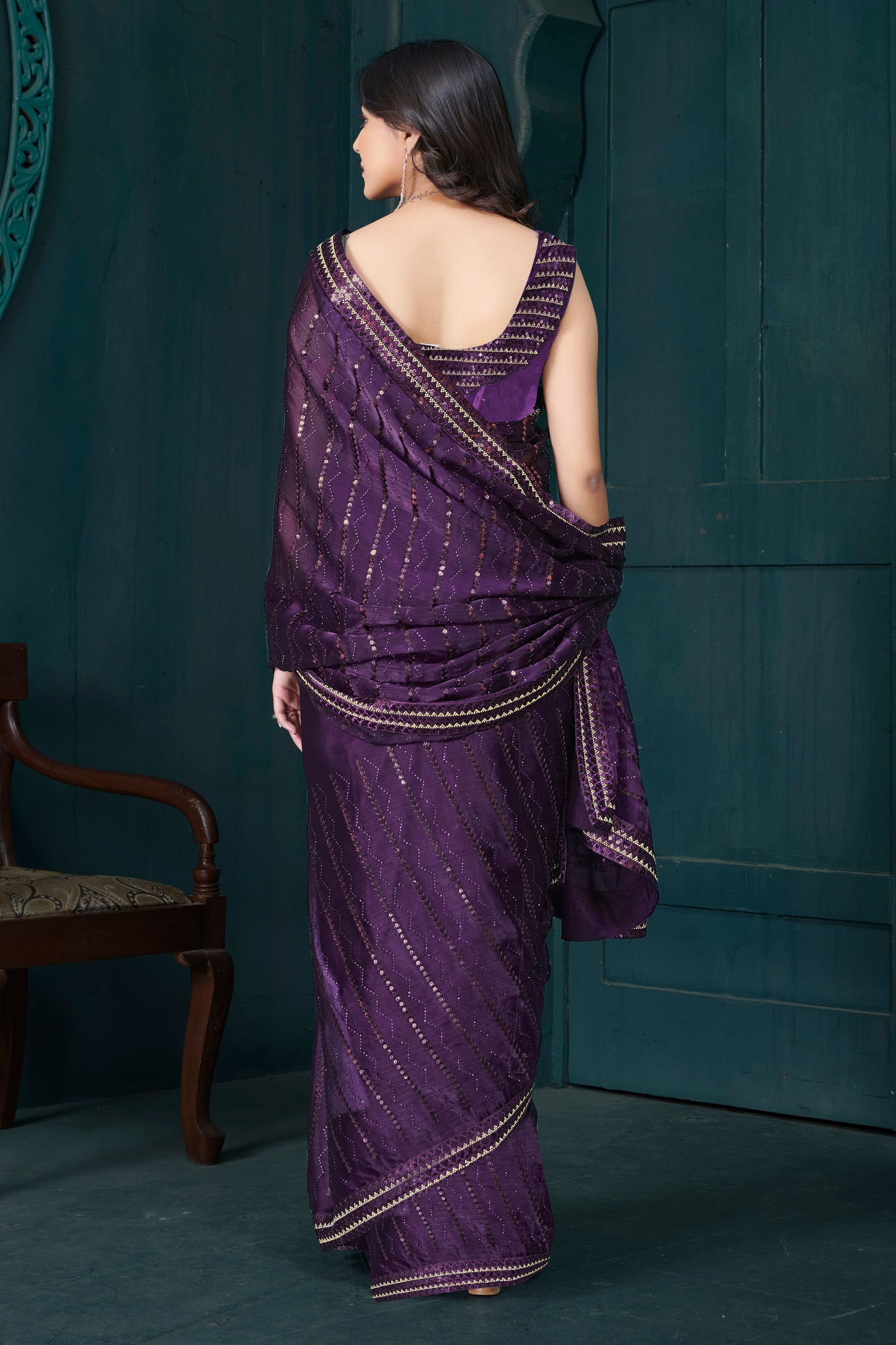Purple Organza Silk Stone Work Saree-ZB134462_4_SareeButa.com