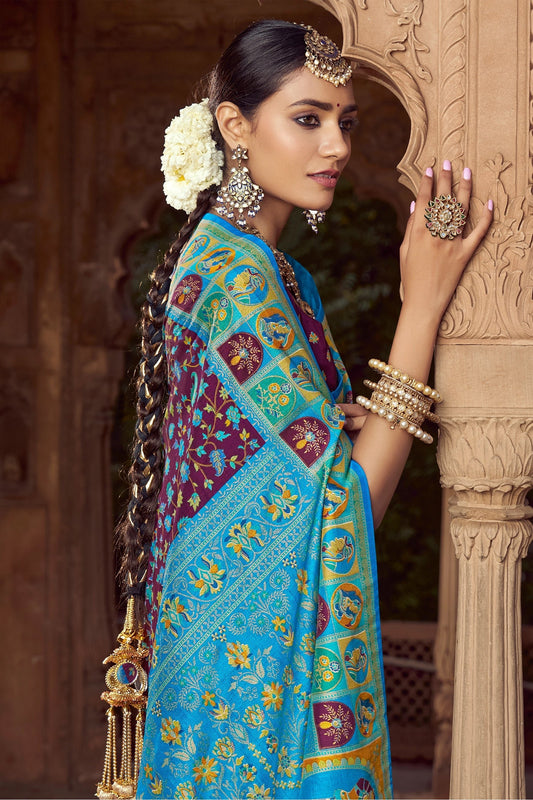 Purple Pashmina Printed Viscose Silk Saree-SAR10407_2_SareeButa.com