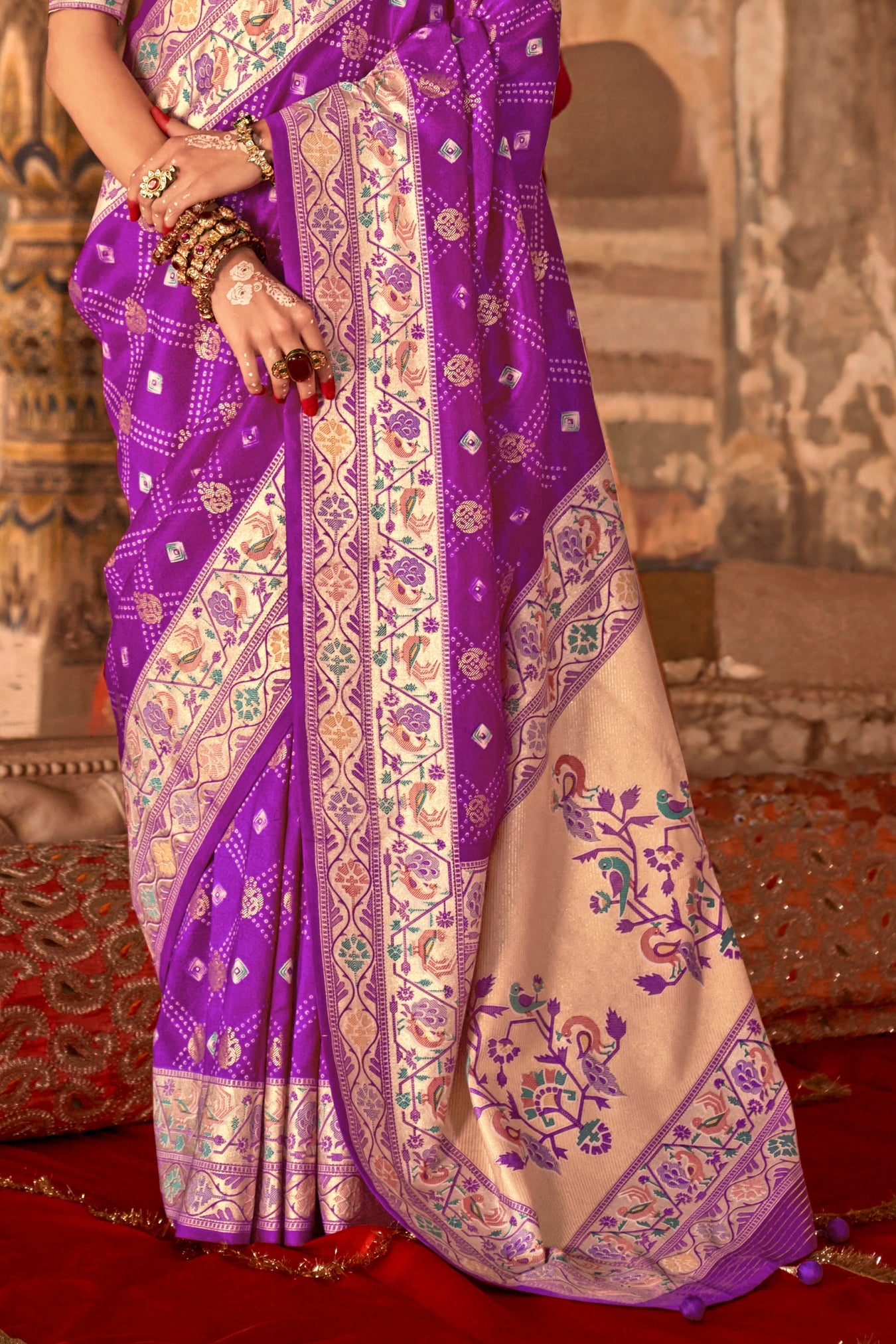 Purple Printed Paithani Silk Saree-ZB134550_3_SareeButa.com
