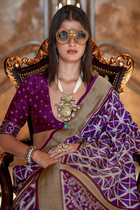 Purple Printed Patola Silk Saree-SAR11265_2_SareeButa.com
