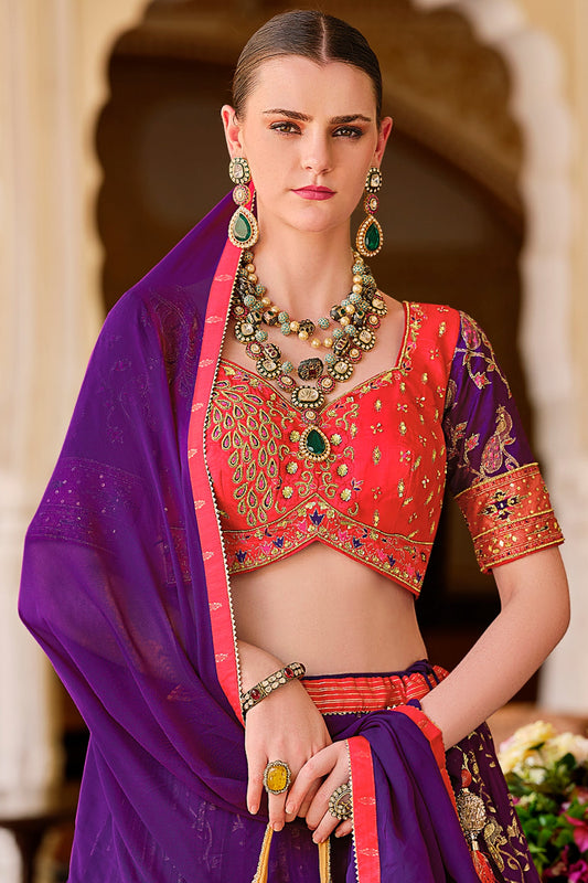 Purple Printed Readymade Silk Lehenga-LC145_2_SareeButa.com