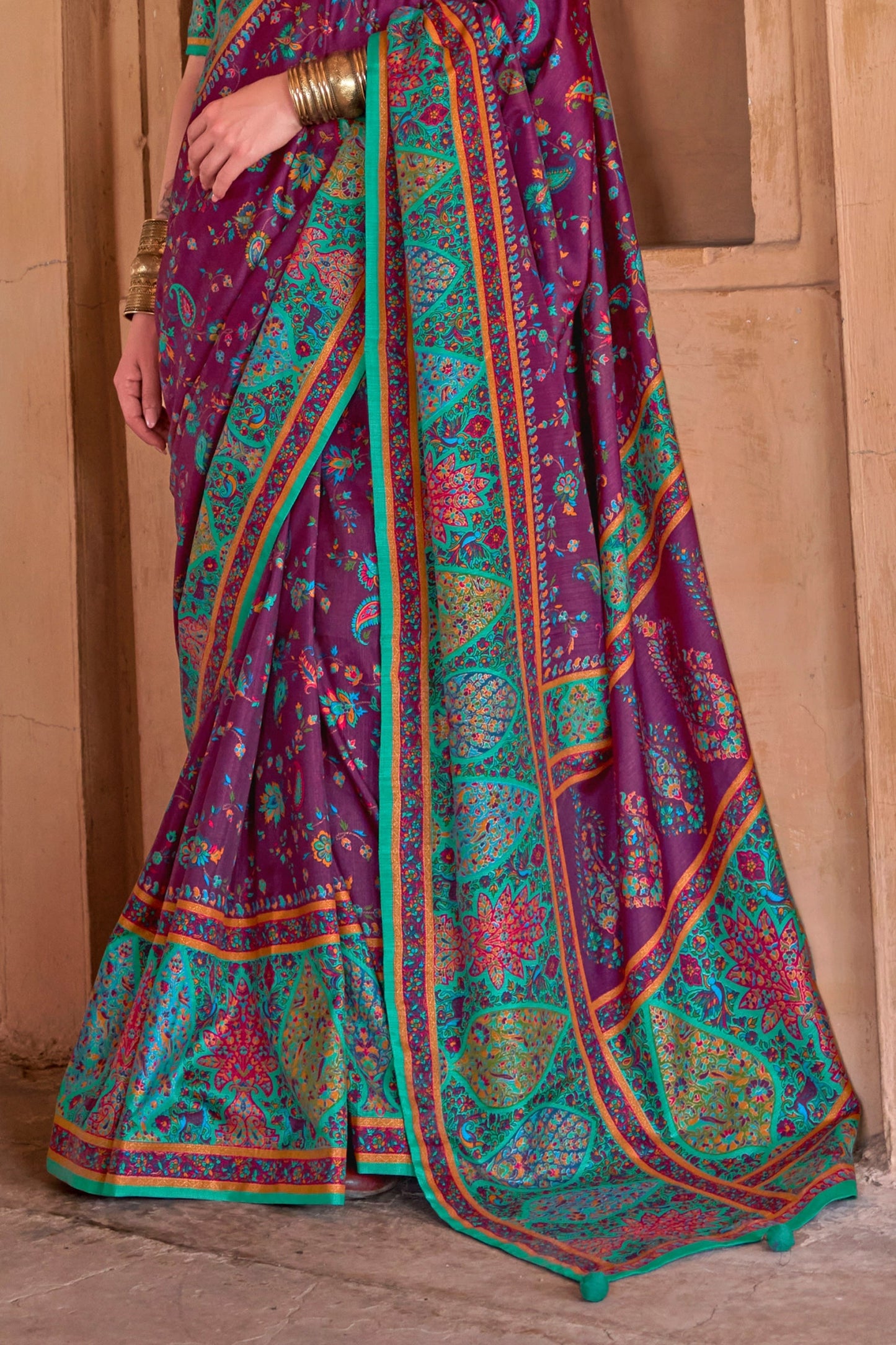 Purple Printed Silk Saree-SAR11255_4_SareeButa.com