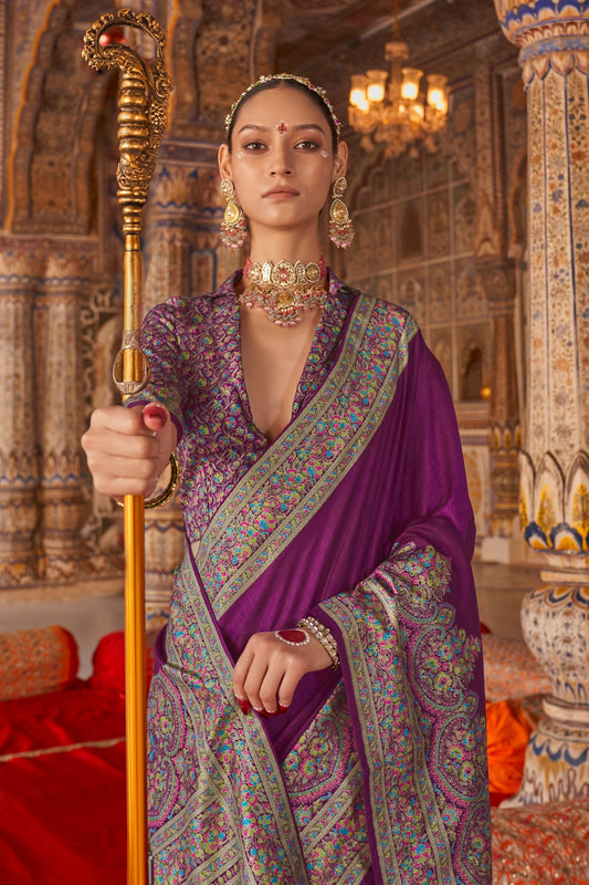 Purple Printed Silk Saree-SAR11287_2_SareeButa.com