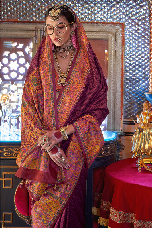 Purple Printed Silk Saree-ZB133644_2_SareeButa.com