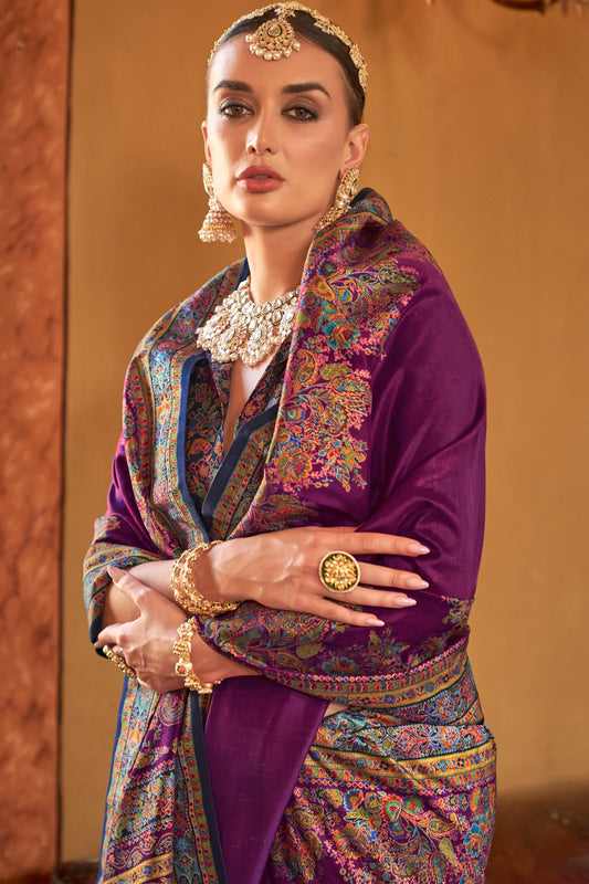 Purple Printed Viscose Silk Saree-ZB134526_2_SareeButa.com