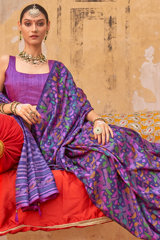 Purple Printed Silk Saree-ZB134539_2_SareeButa.com