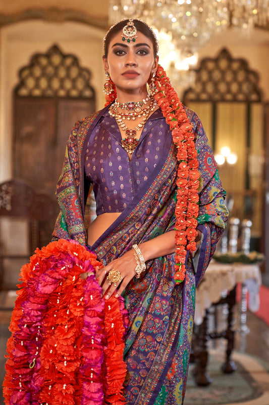 Purple Printed Viscose Silk Saree-SAR10104_2_SareeButa.com