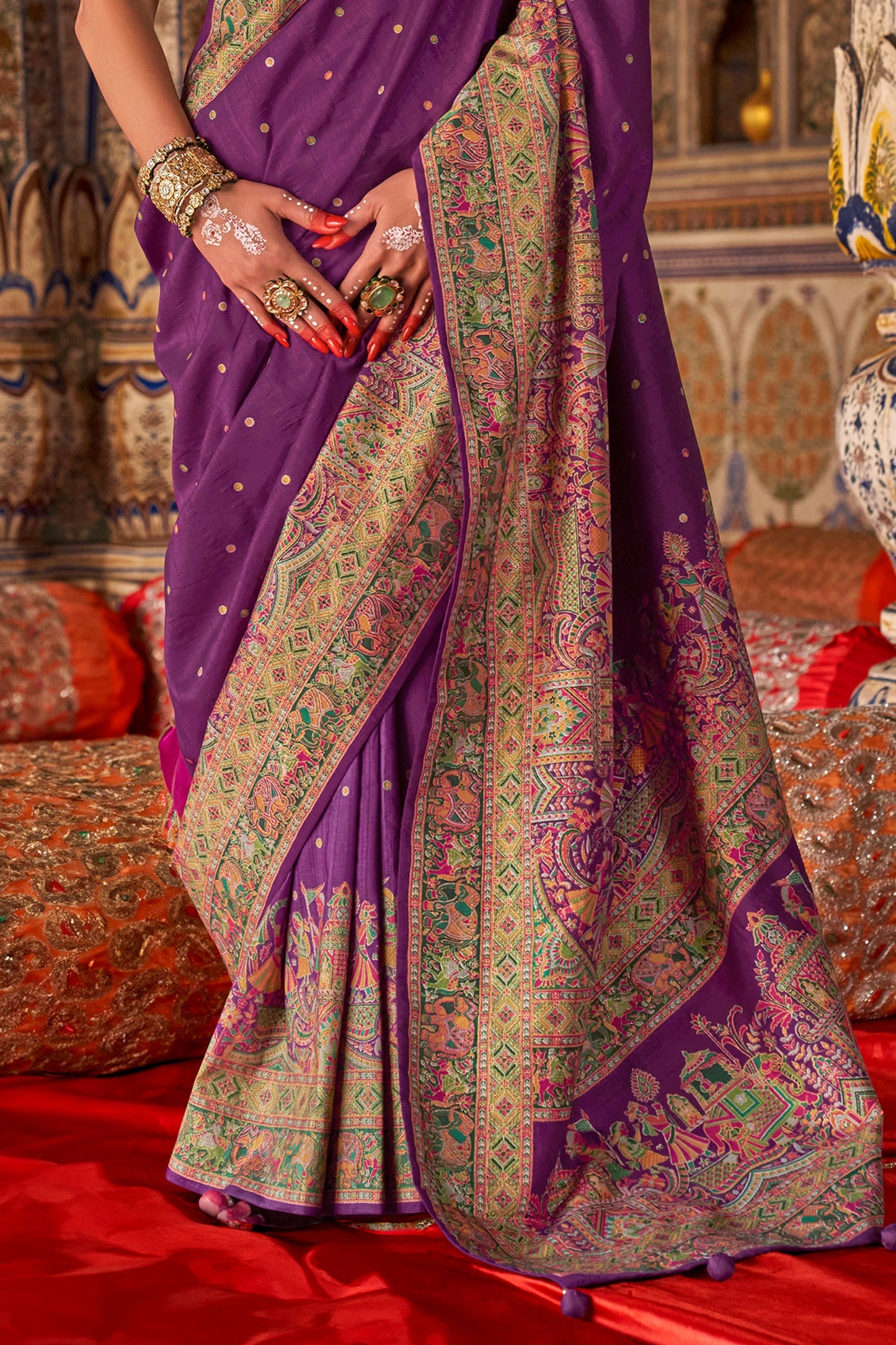 Purple Printed Viscose Silk Saree-SAR10133_4_SareeButa.com