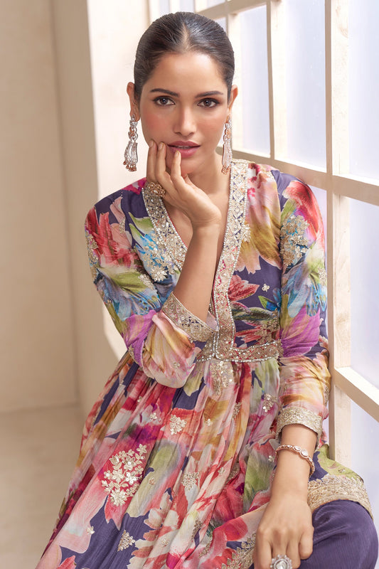 Purple Readymade Chinon A-line Suit-SAR10639_2_SareeButa.com