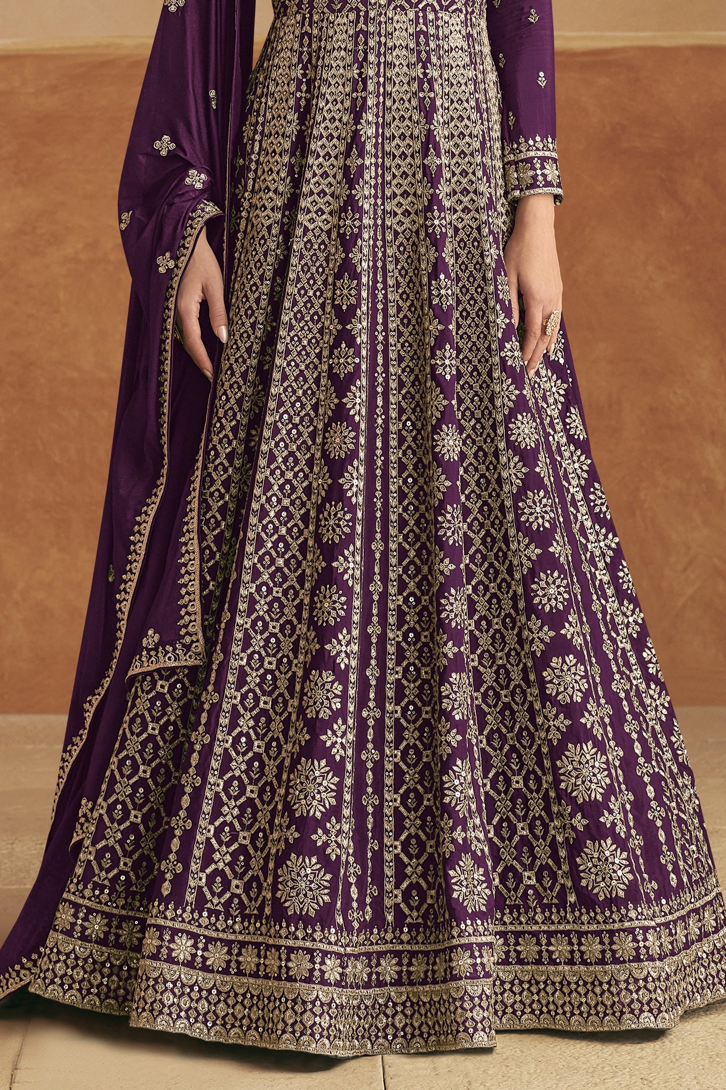Purple Readymade Chinon Gown with Dupatta-SS512_3_SareeButa.com