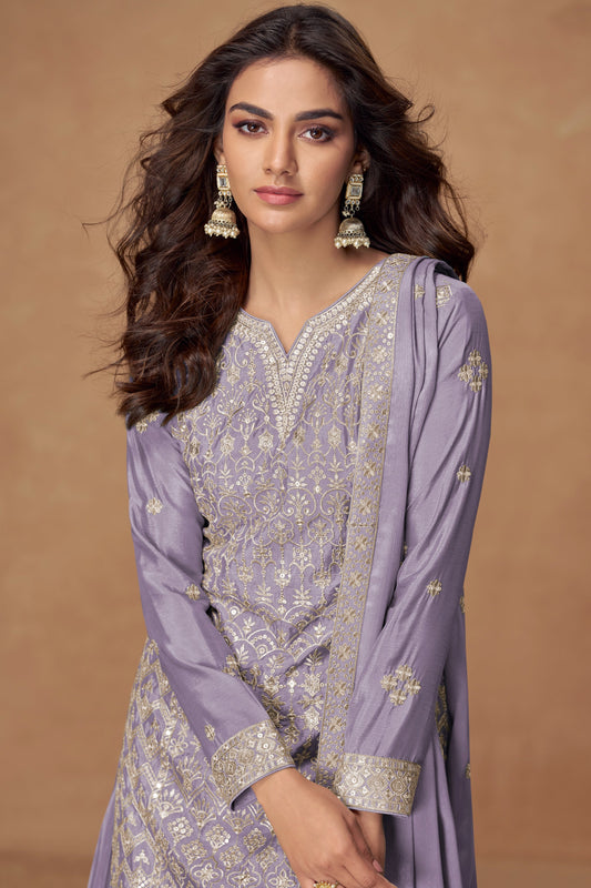 Purple Readymade Embroidered Chinon Silk Suit-SS370_2_SareeButa.com