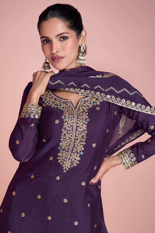 Purple Readymade Embroidered Chinon Silk Sharara Suit-SS428_2_SareeButa.com