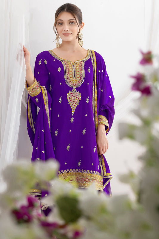 Purple Readymade Embroidered Chinon Suit-SAR10786_2_SareeButa.com