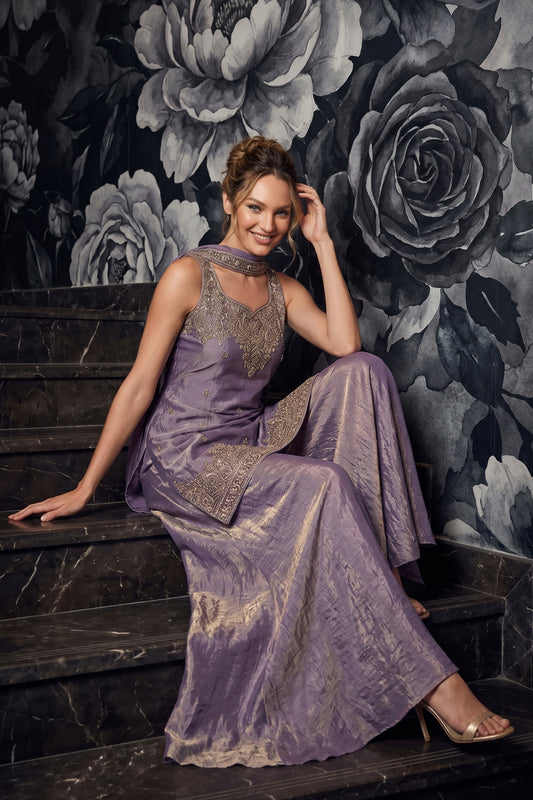 Purple Readymade Embroidered Palazzo Suit-SAR12806_2_SareeButa.com