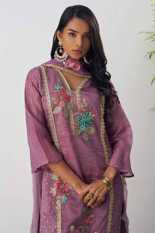 Purple Readymade Embroidered Silk Suit-SAR11650_2_SareeButa.com