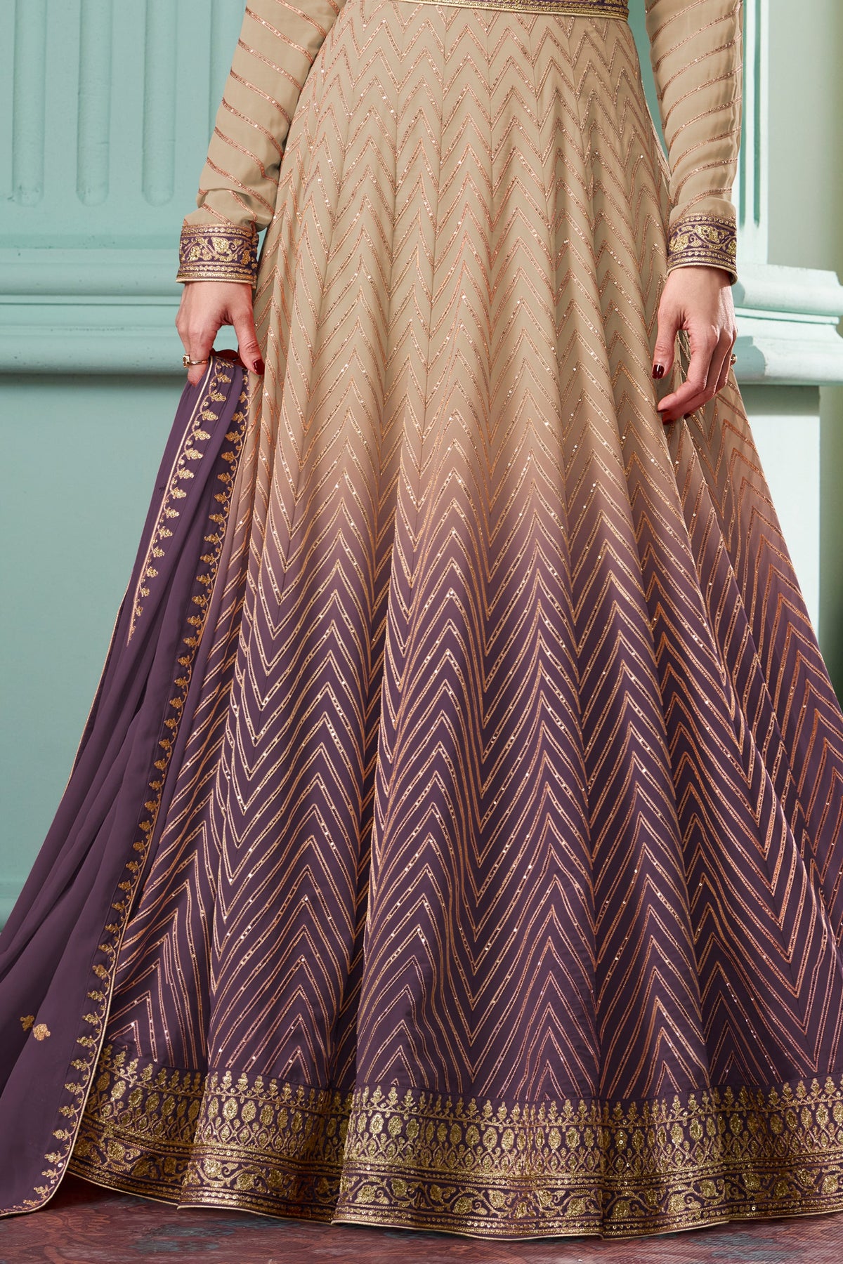 Purple Readymade Georgette Gown with Dupatta-SS576_3_SareeButa.com