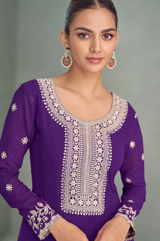Purple Readymade Georgette Gown with Dupatta-SS676_2_SareeButa.com