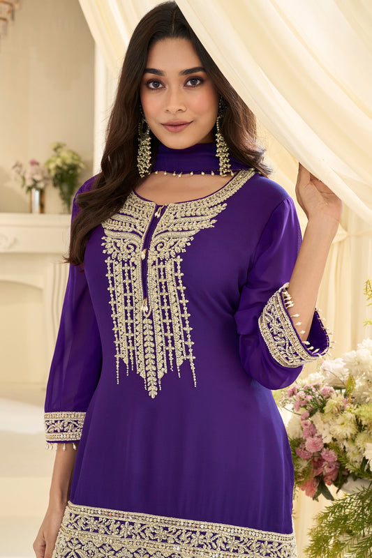 Purple Readymade Georgette Sharara Suit-SAR12132_2_SareeButa.com