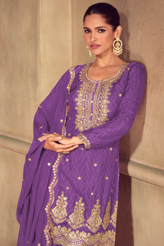 Purple Readymade Heavy Work Chinon Palazzo Suit-SS712_2_SareeButa.com