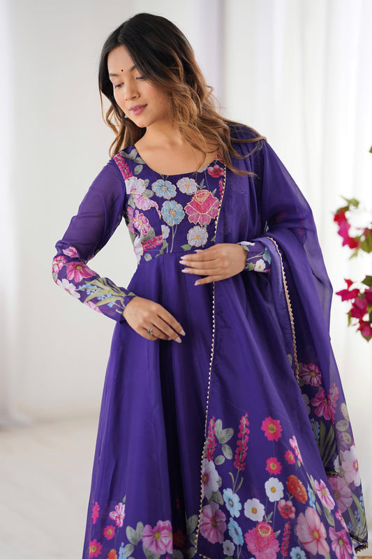 Purple Readymade Printed Organza Anarkali Suit-SS491_2_SareeButa.com