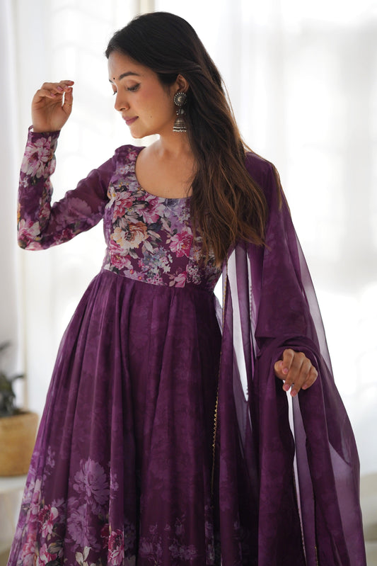 Purple Readymade Printed Organza Anarkali Suit-SS497_2_SareeButa.com