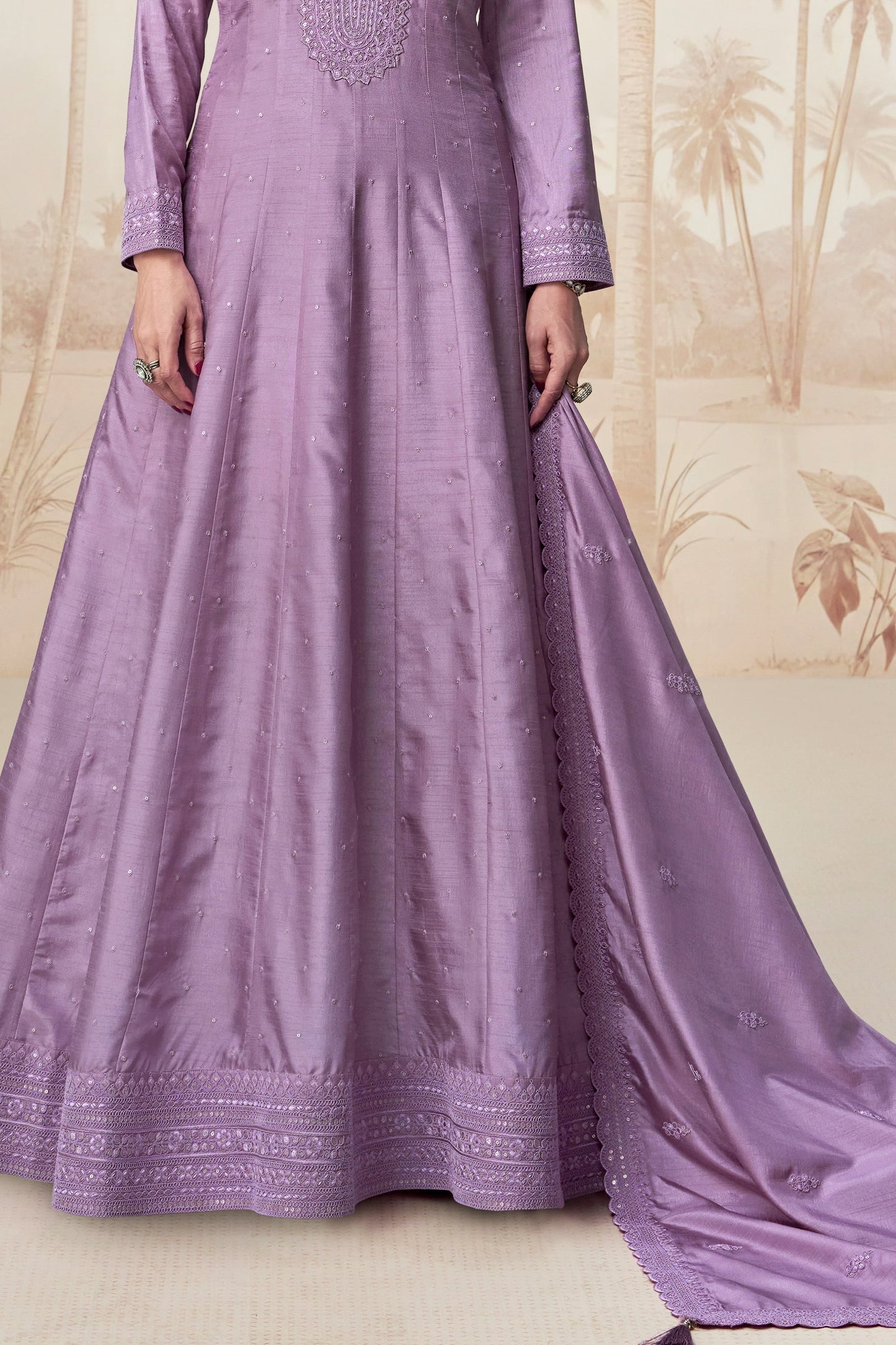 Purple Readymade Silk Gown with Dupatta-SS557_5_SareeButa.com